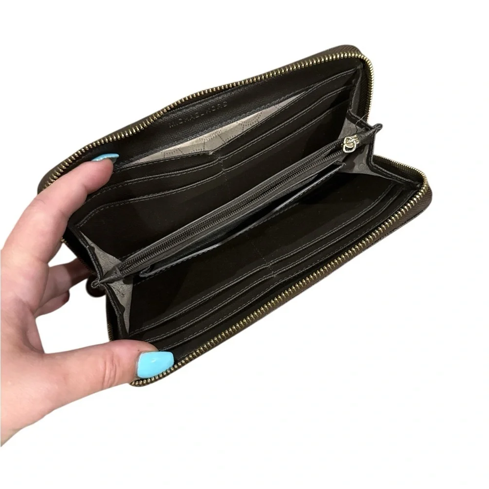 Michael Kors Dark Brown Logo Zip Wallet - Picture 6 of 6